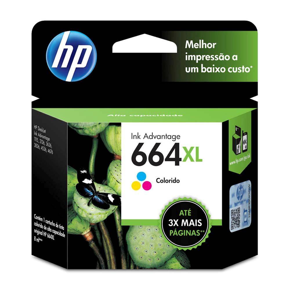 Cartucho HP 664XL Colorido Original (F6V30AB) Para HP Deskjet 2136, 2676, 3776, 5076, 5276 CDFORTALEZA3
