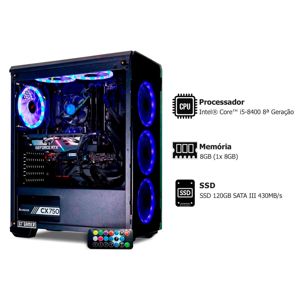 Cpu Pc Gamer Computador Intel I5 8gb Ssd120gb