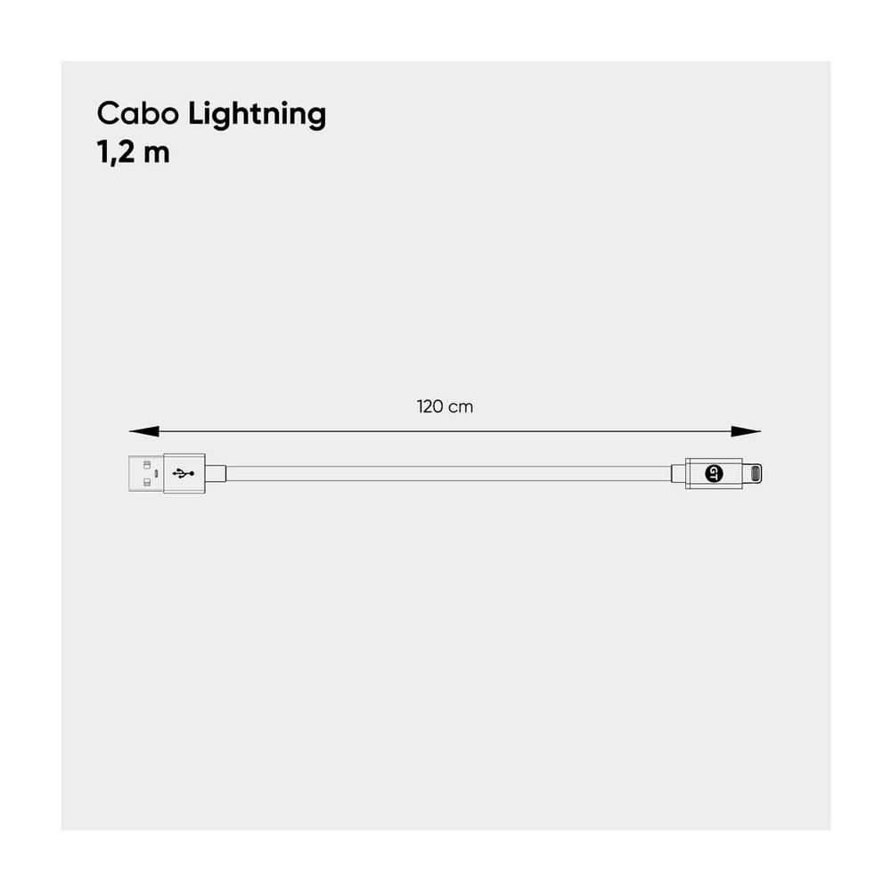 Cabo Lightining MFi para USB Nylon 1.2m Silver Goldentec Ibyte Atacado